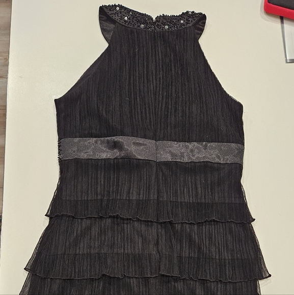 Laura Petite Beaded Halter Neck Fitted Black Dress - Picture 7 of 7